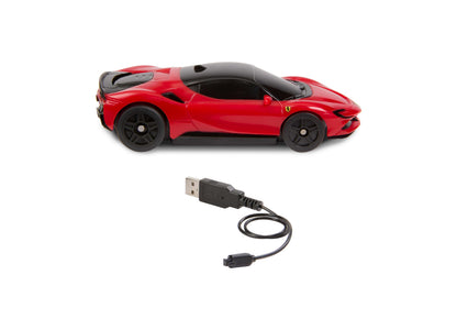 Hot Wheels Ferrari SF90 Stradale red RC car with USB charging cable
