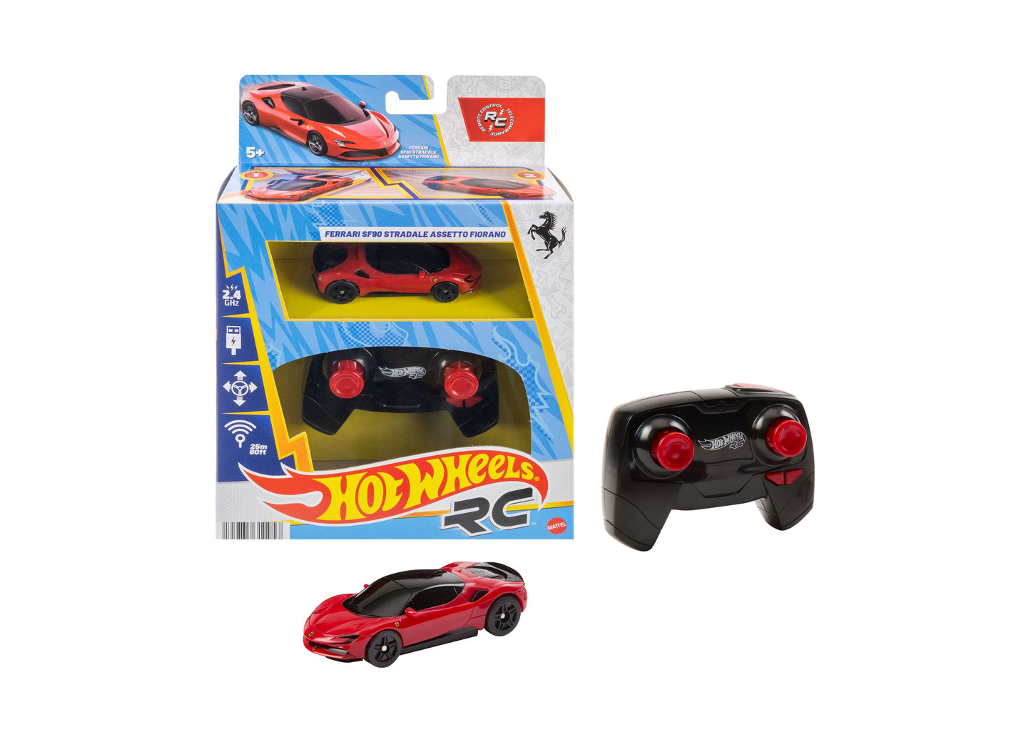 Hot Wheels RC Ferrari SF90 red remote control car with black controller