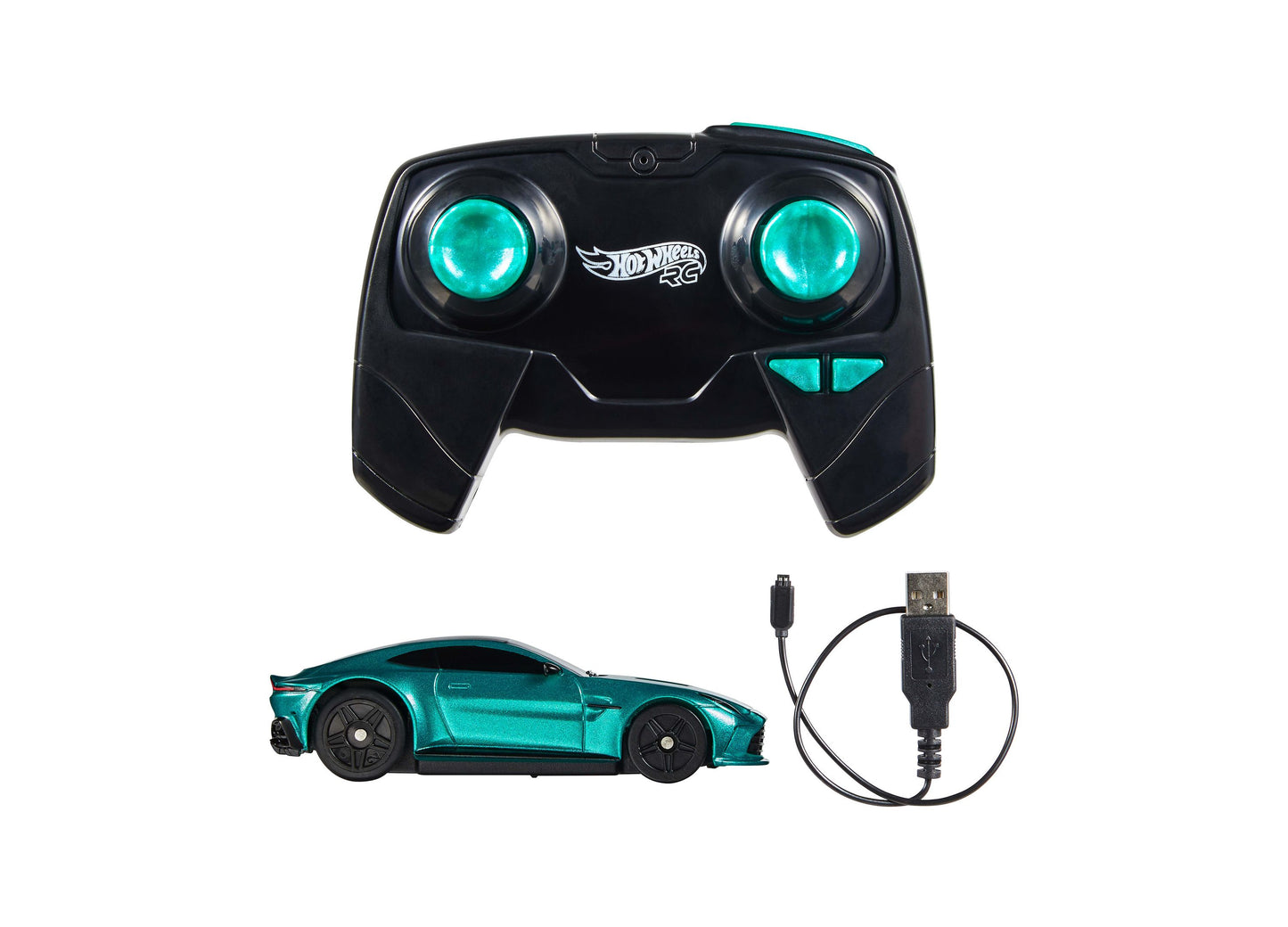 Hot Wheels RC Aston Martin Vantage turquoise remote control car with black controller