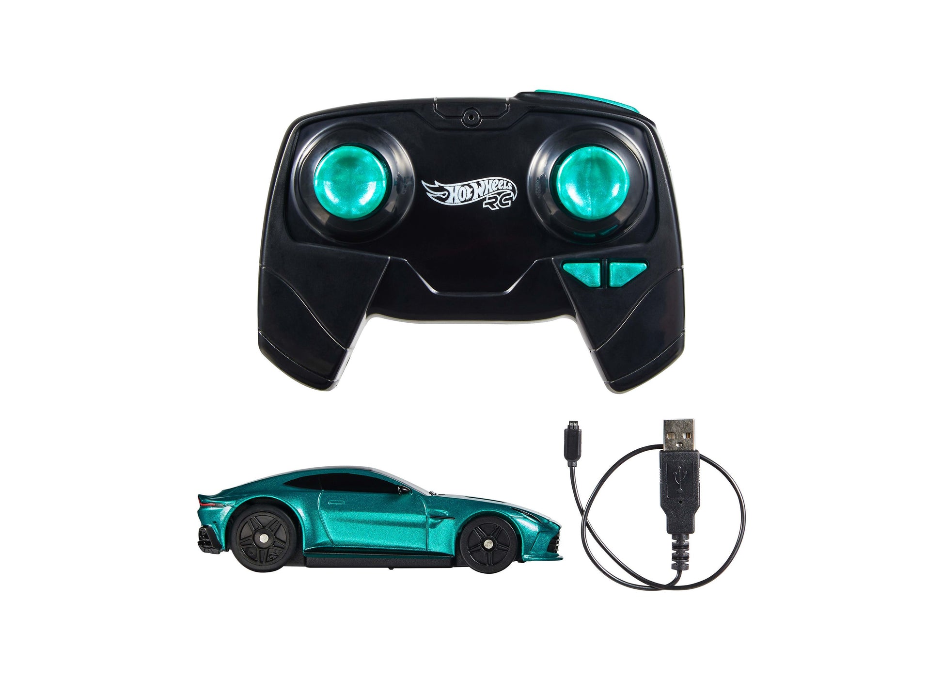 Hot Wheels RC Aston Martin Vantage turquoise remote control car with black controller