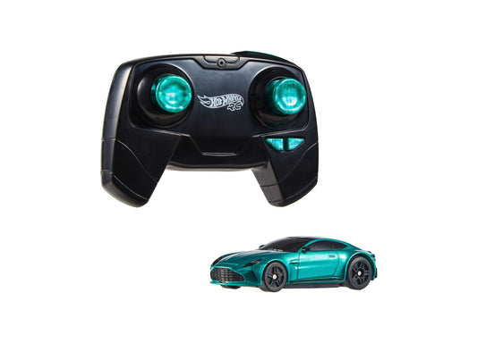 Hot Wheels RC Aston Martin Vantage turquoise car with black remote control