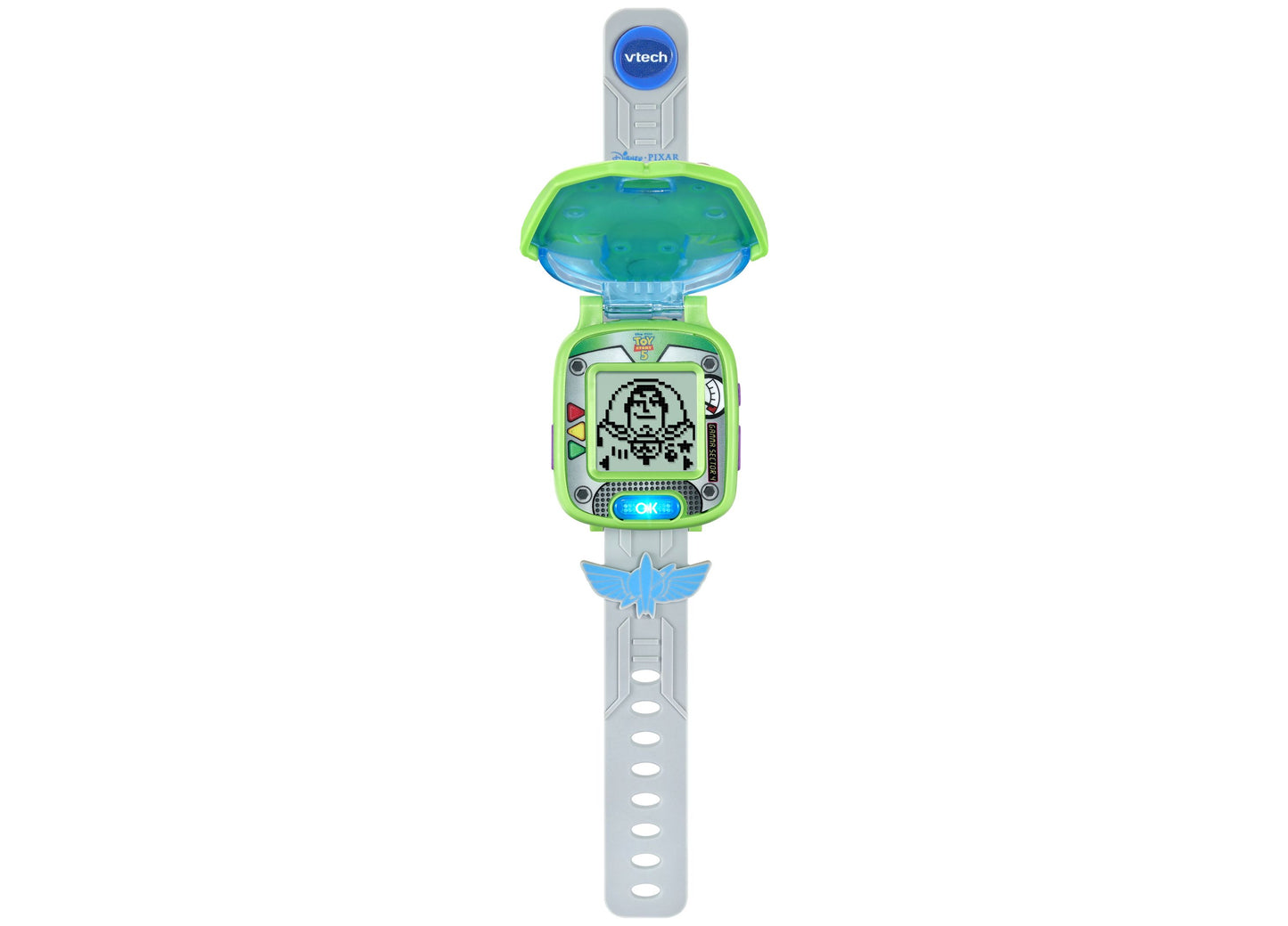 VTech Toy Story 5 Buzz Lightyear Learning Watch with green band and blue accents