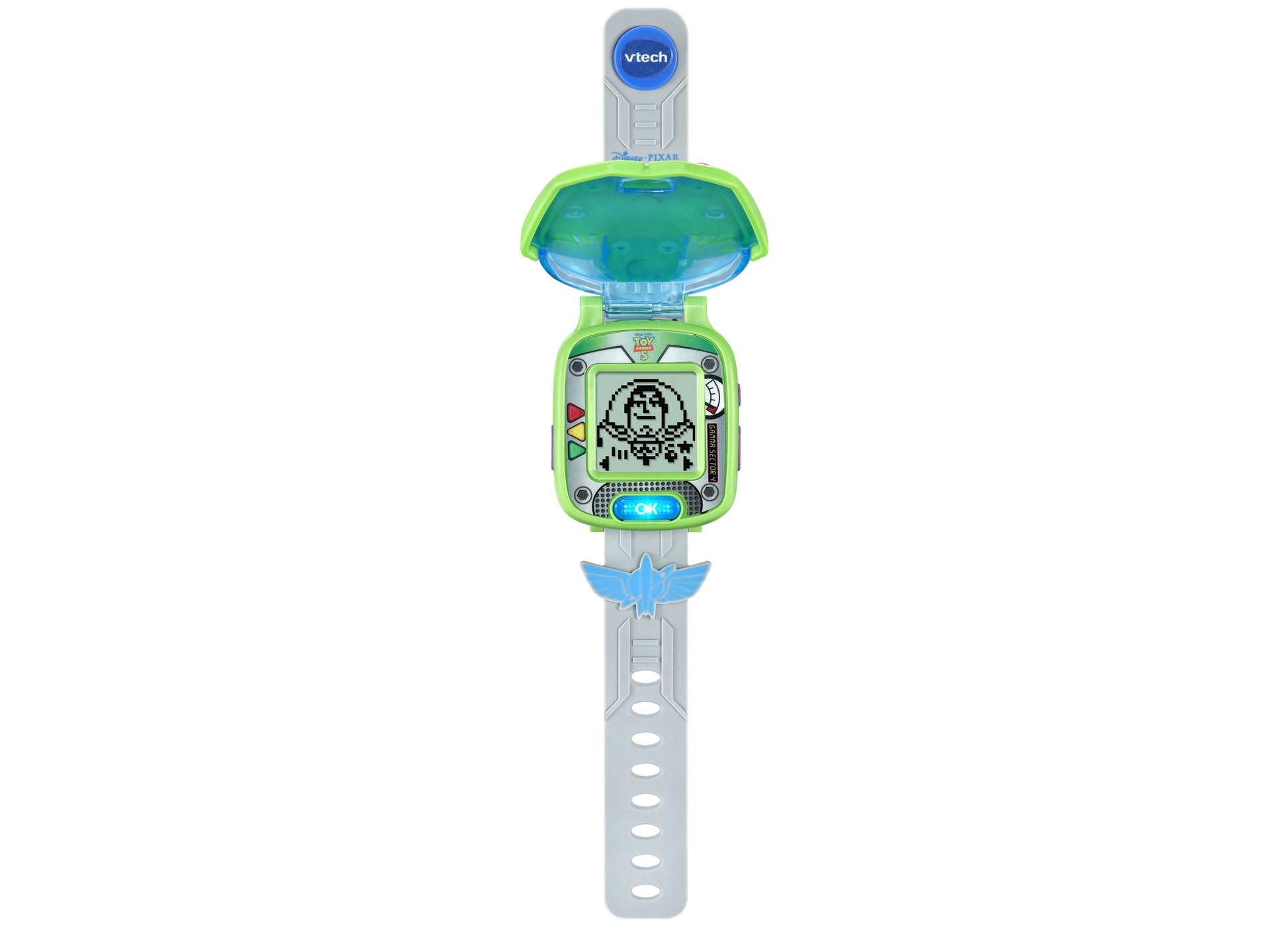 VTech Toy Story 5 Buzz Lightyear Learning Watch with green band and blue accents