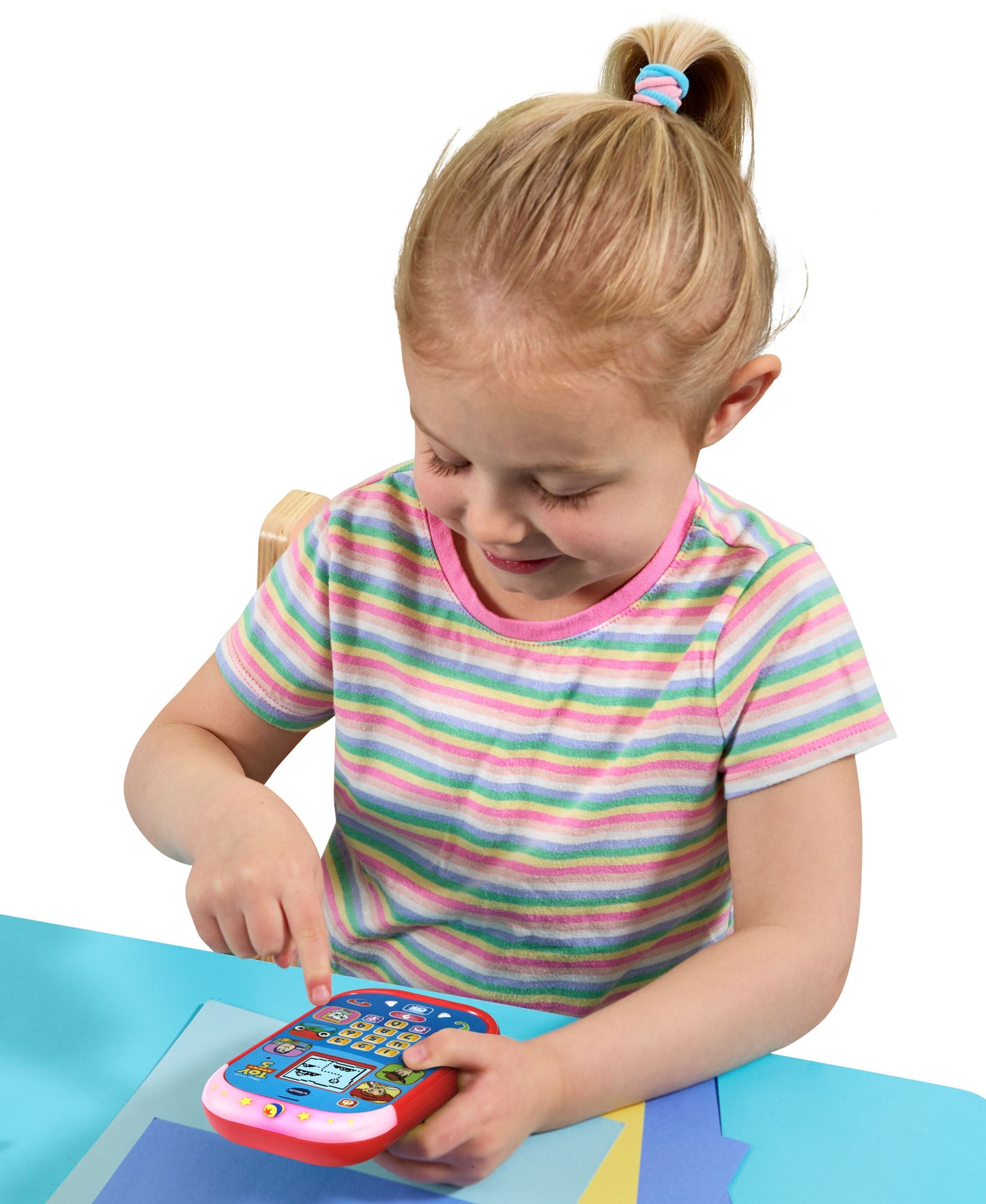VTech Toy Story Jessie Learning Phone with colorful buttons and games in use