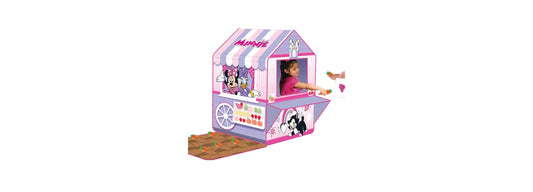 Minnie Mouse Feature Tent pink play house with child playing inside