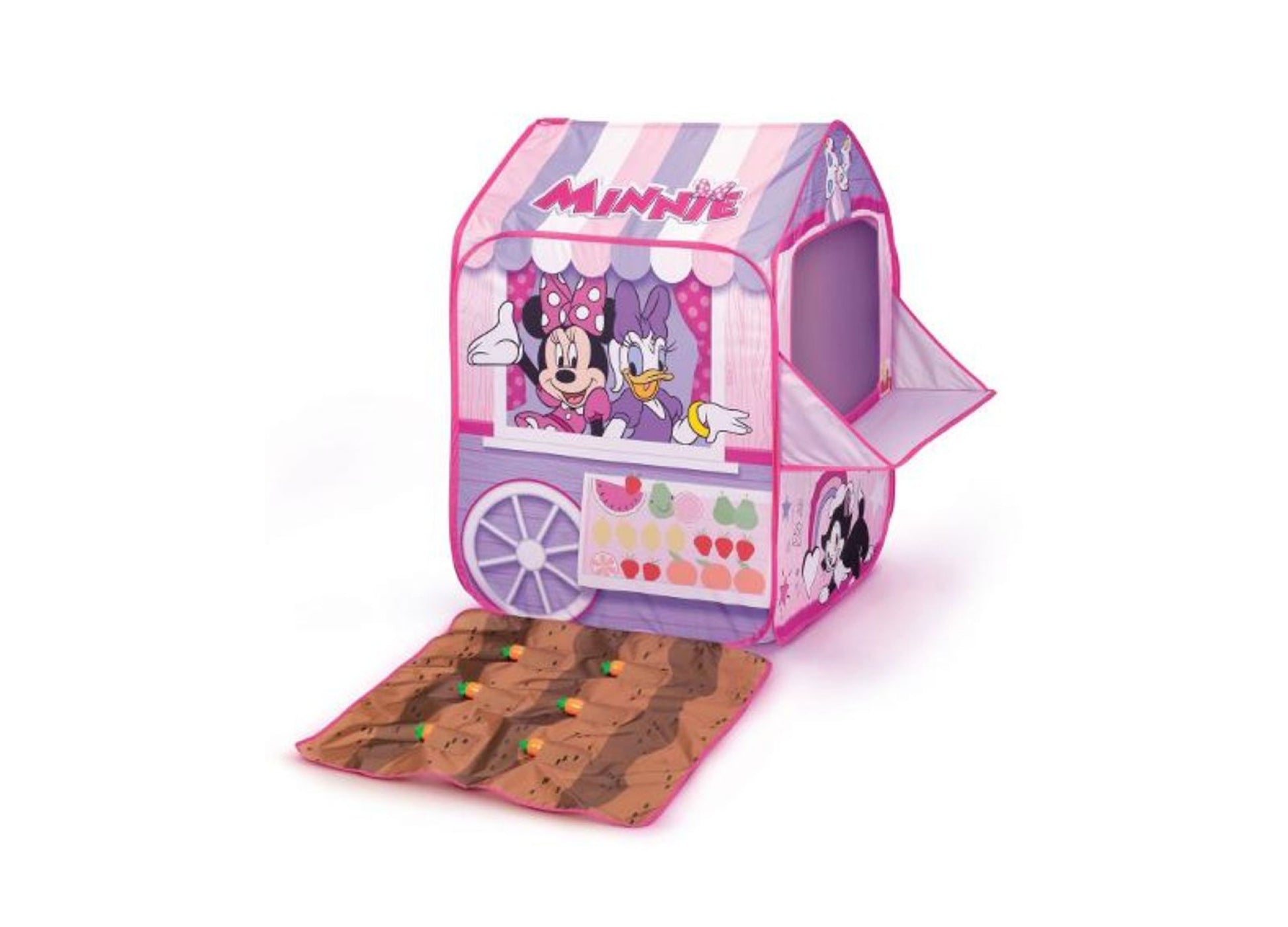 Minnie Mouse Feature Tent with play mat, pink and purple striped design