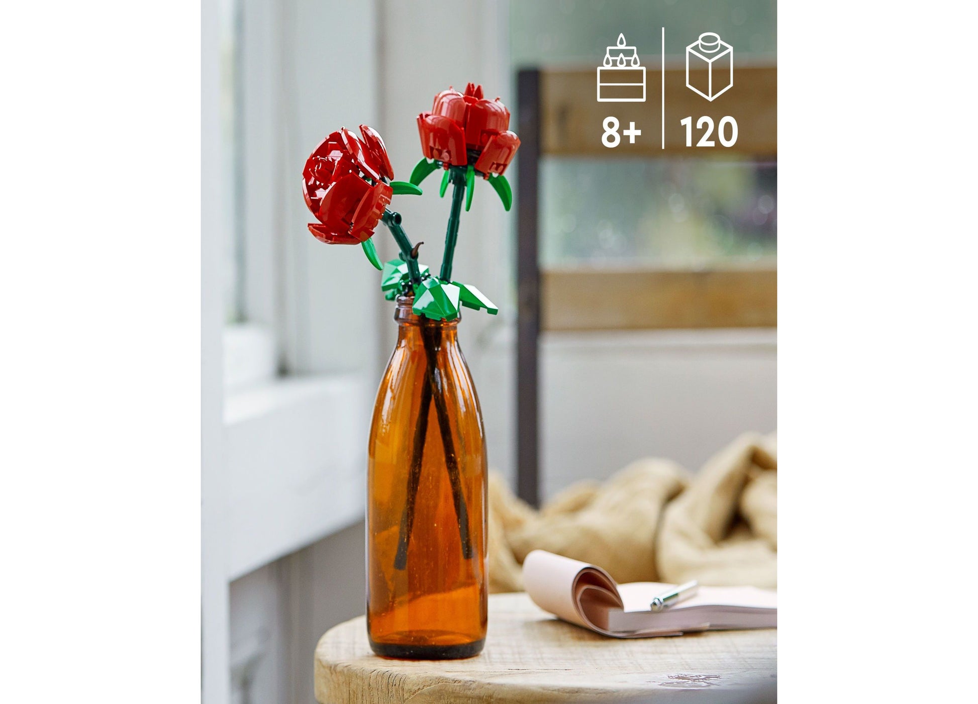 LEGO Roses Botanical Collection 40460 red flowers in amber bottle