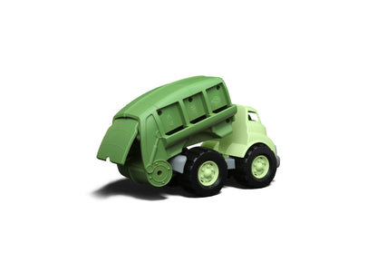 Green Toys Recycling Truck toy with opening bin and black wheels