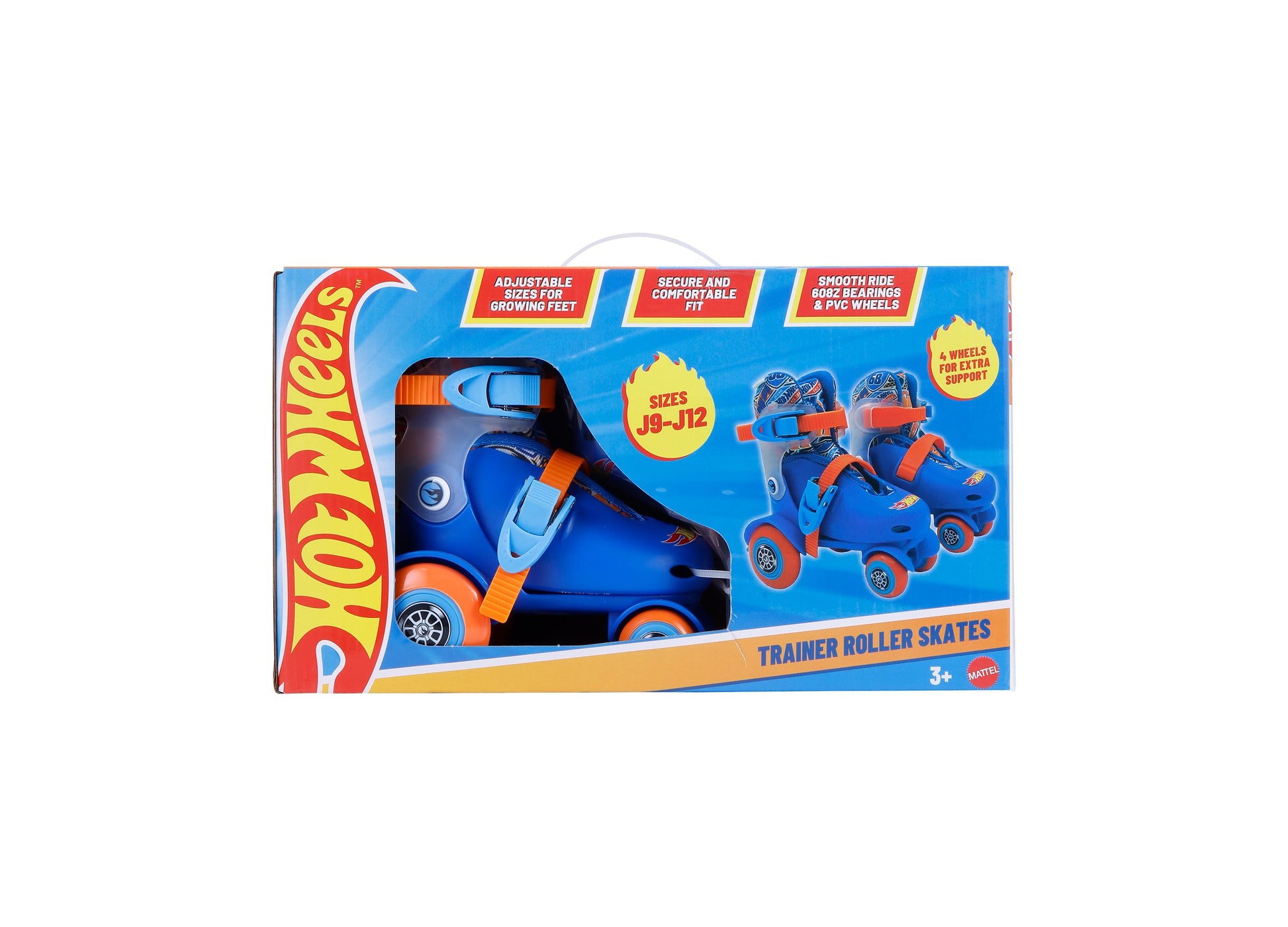 Hot Wheels Trainer Roller Skates blue and orange adjustable kids skates with 4 wheels