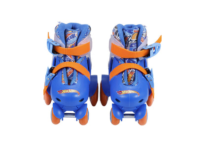 Hot Wheels Kids Trainer Skates in blue and orange with quad wheels