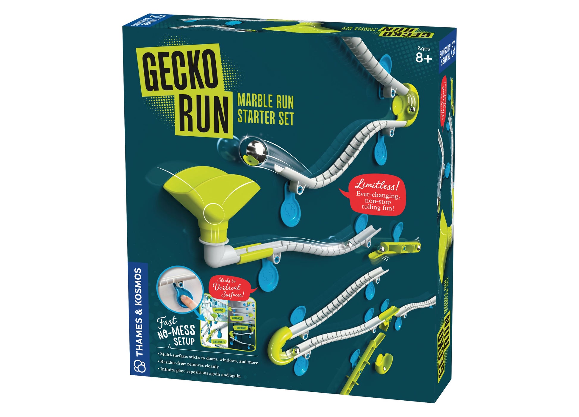 Gecko Run Marble Run Starter Set with yellow and blue track pieces and connectors