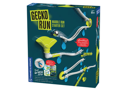 Gecko Run Marble Run Starter Set with yellow and blue track pieces and connectors