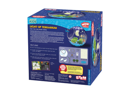 Thames & Kosmos Light-Up Terrarium with glowing plants, purple dome cover, and LED lights
