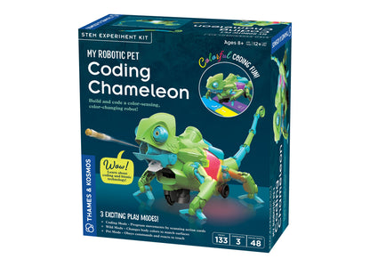 Thames & Kosmos Coding Chameleon green robotic pet with color-changing body and coding features