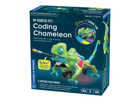 Thames & Kosmos Coding Chameleon green robotic pet with color-changing body and coding features