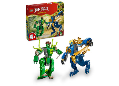 LEGO Ninjago Dragons Rising set 71853 with green and blue mech figures and buildable components
