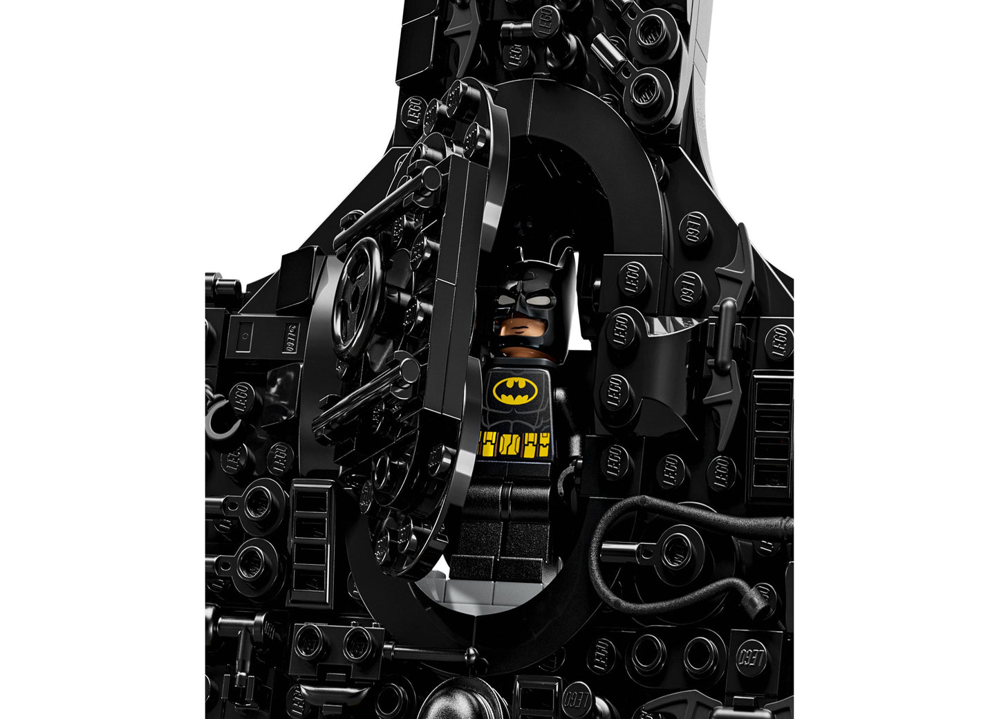 LEGO Super Heroes DC Batman Logo Building Set 76330 with black brick construction and yellow bat symbol