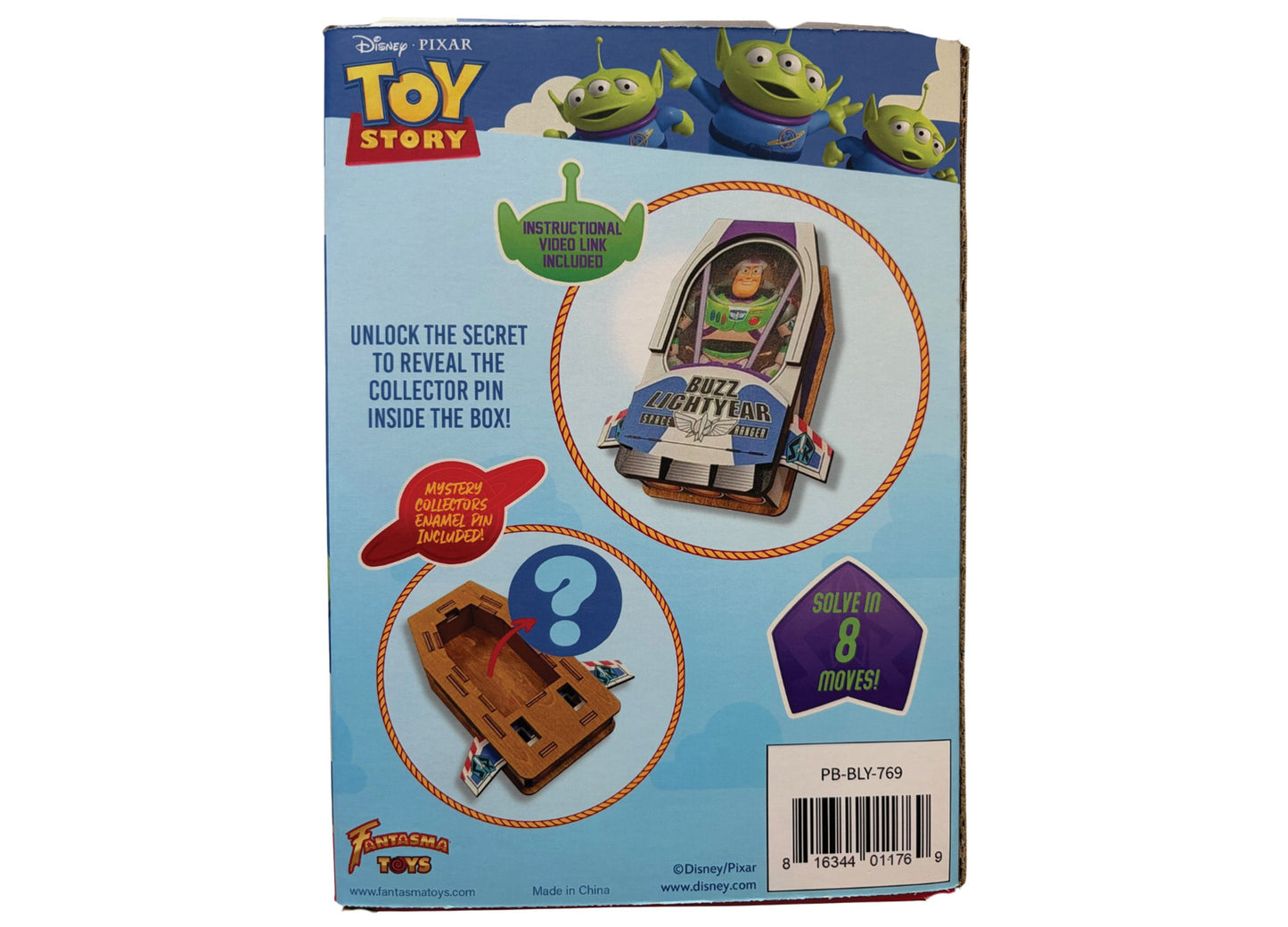 Fantasma Disney Toy Story Wooden Puzzle Box with Buzz Lightyear figure and mystery collector pin