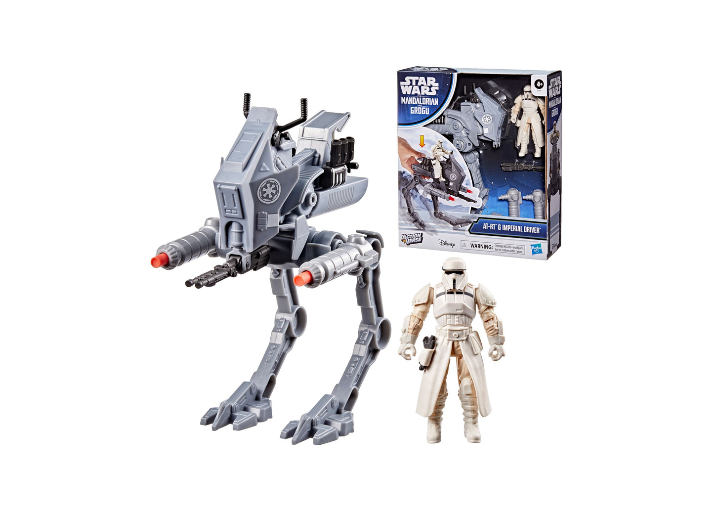 Star Wars AT-RT with Imperial Driver figure, gray walker with red blasters and articulated legs