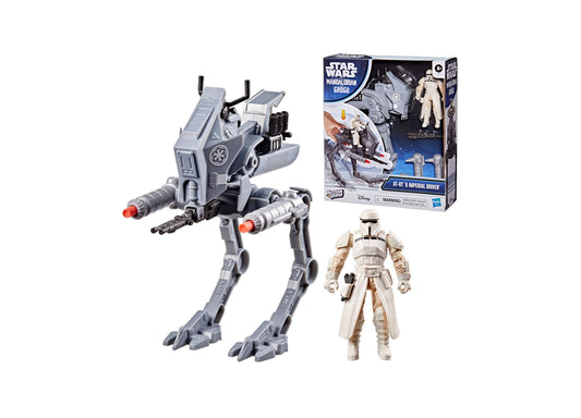 Star Wars AT-RT with Imperial Driver figure, gray walker with red blasters and articulated legs