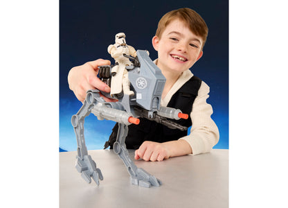Star Wars AT-RT Walker toy with Imperial Stormtrooper figure, gray and white design