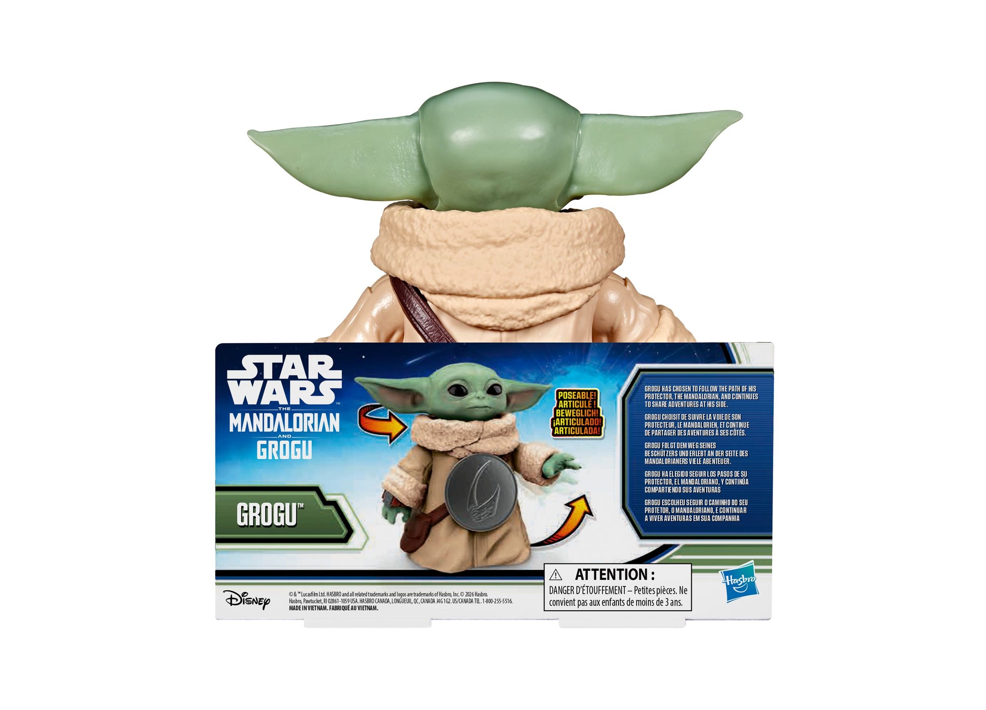 Star Wars Mandalorian Grogu action figure with poseable articulated arms and tan robe