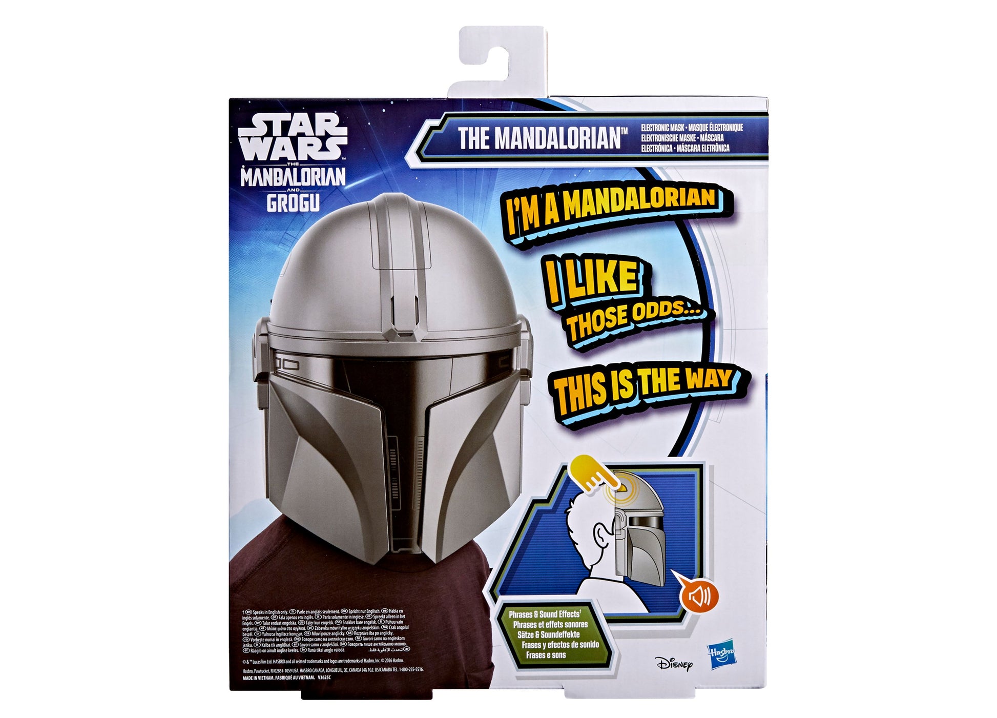 Star Wars Mandalorian Electronic Mask with silver helmet, sound effects, phrases