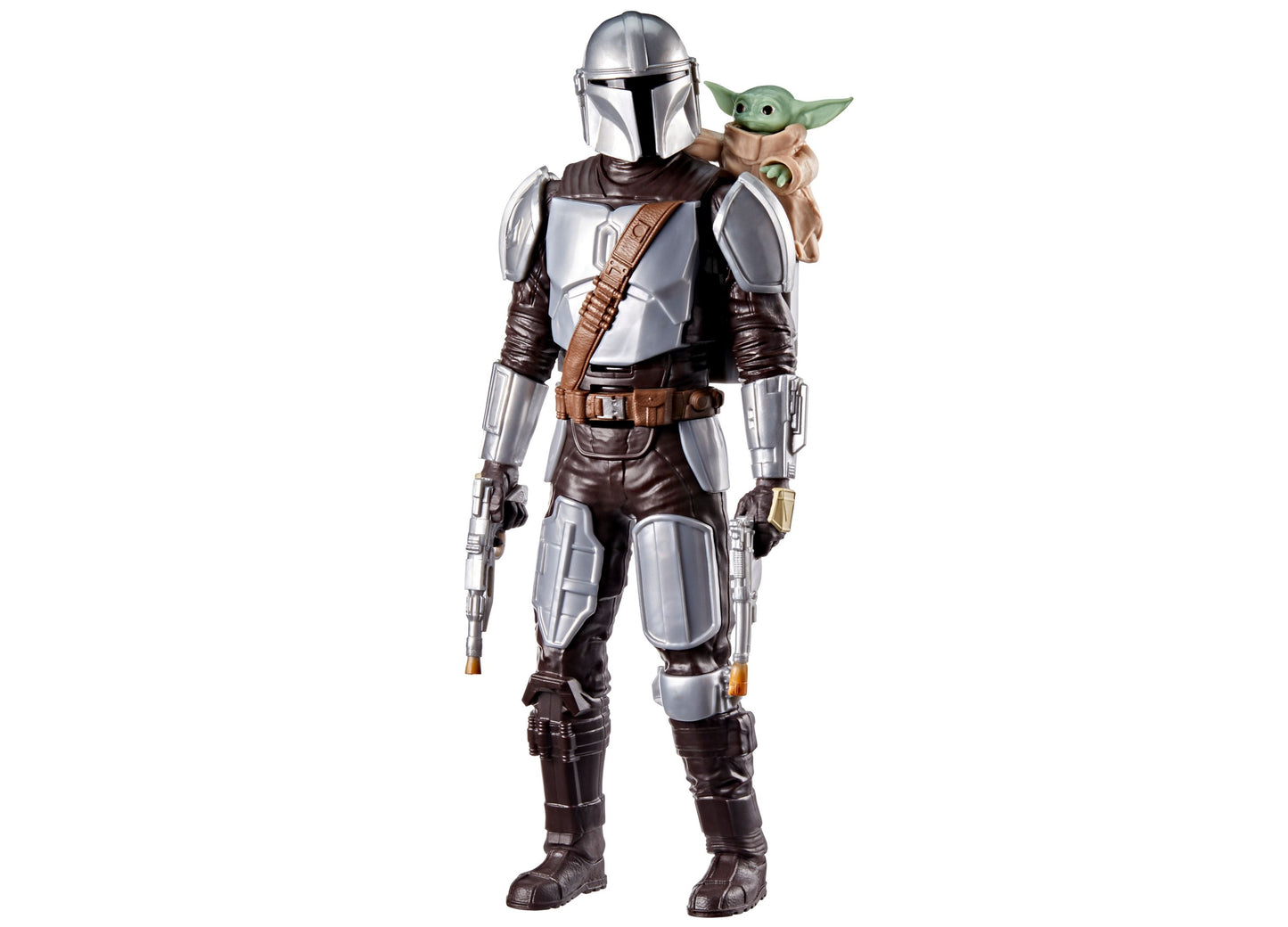 Star Wars Mandalorian and Grogu Bounty Blaster action figure with silver armor and blaster