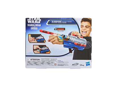 Star Wars The Mandalorian Nerf Rocket Gauntlet with blue launcher and red missiles