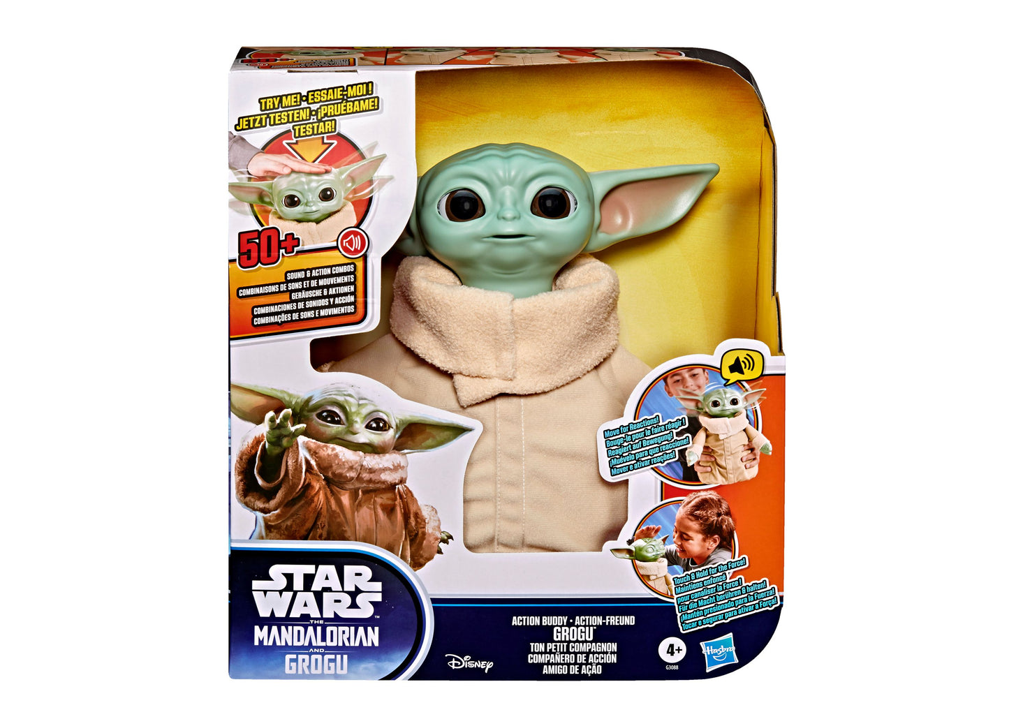 Star Wars Action Buddy Grogu figure with sound and movement features in green and tan