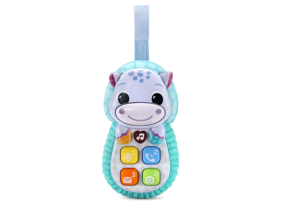 VTech Baby Hello Hippo Soft Phone with interactive buttons in turquoise and purple