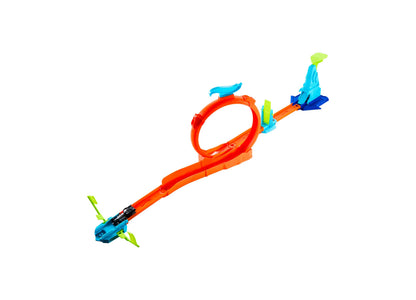 Hot Wheels Champion Track Set with orange loop and blue jump ramps