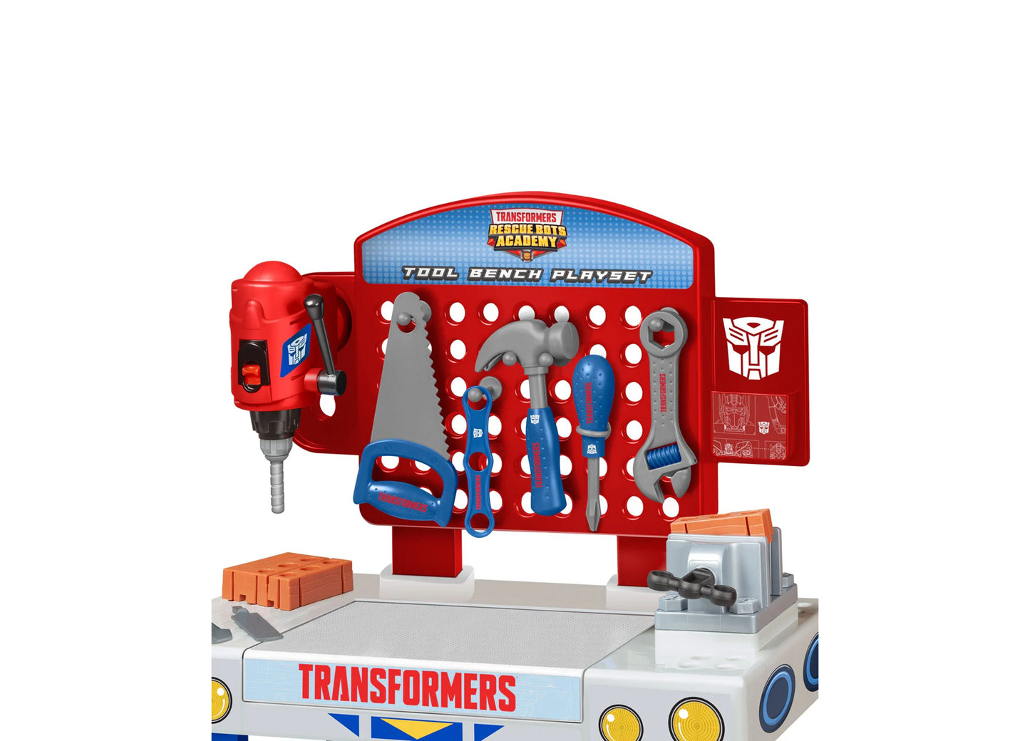 Transformers Rescue Bots Academy Tool Bench Playset with red workbench and tools
