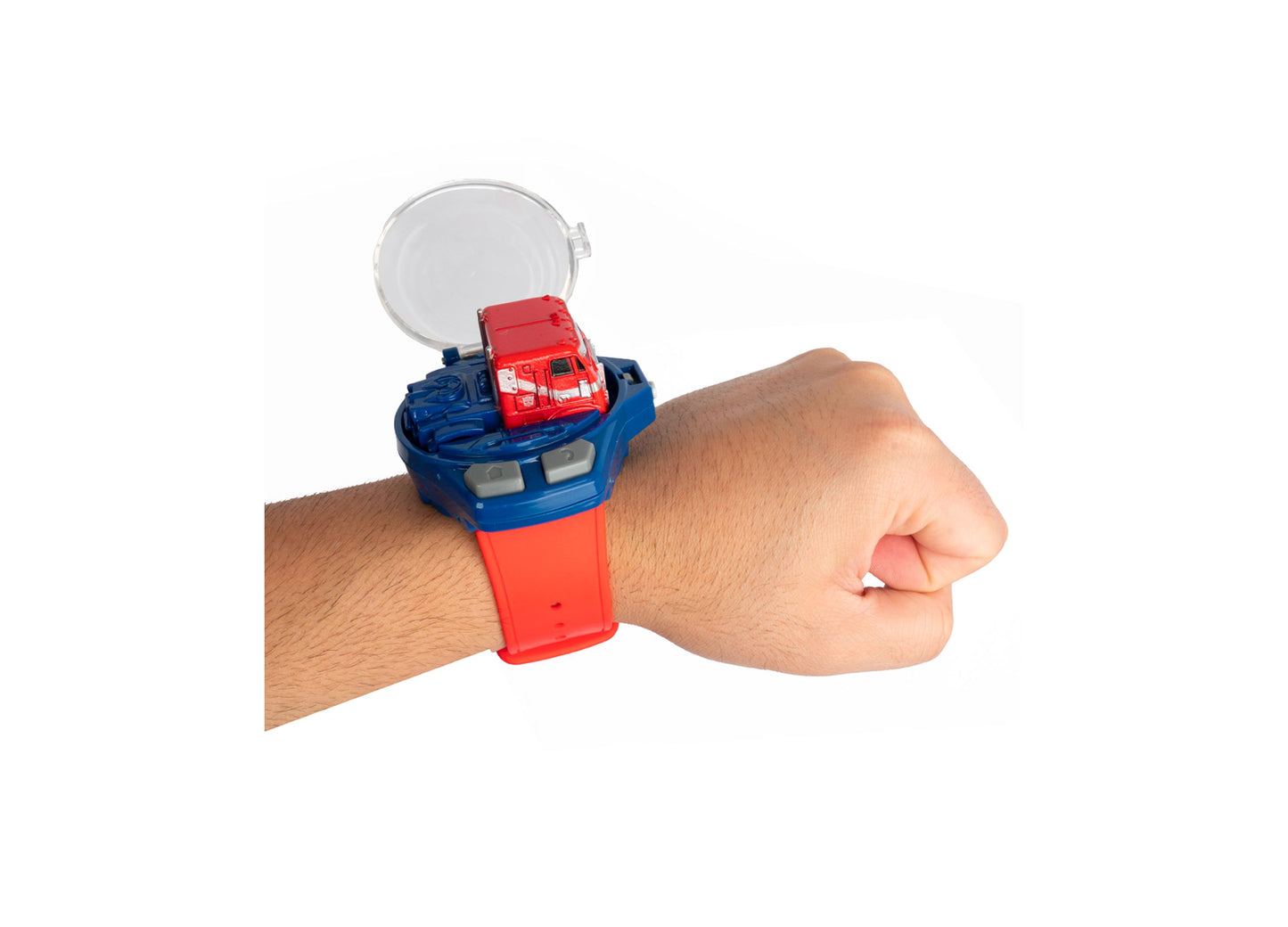 World Tech Toys Transformers Wrist Case Mini RC Truck Optimus red and blue toy on wrist