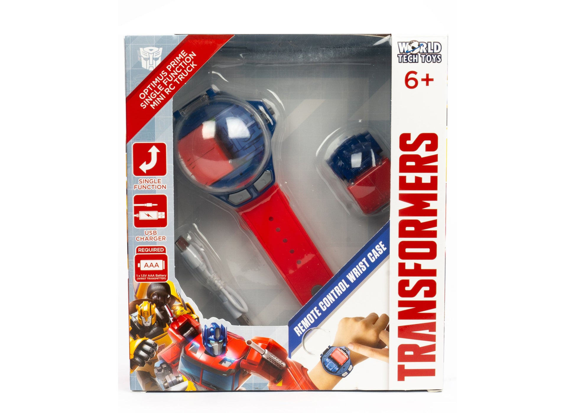 World Tech Toys Transformers Optimus Prime wrist case mini RC truck in red and blue