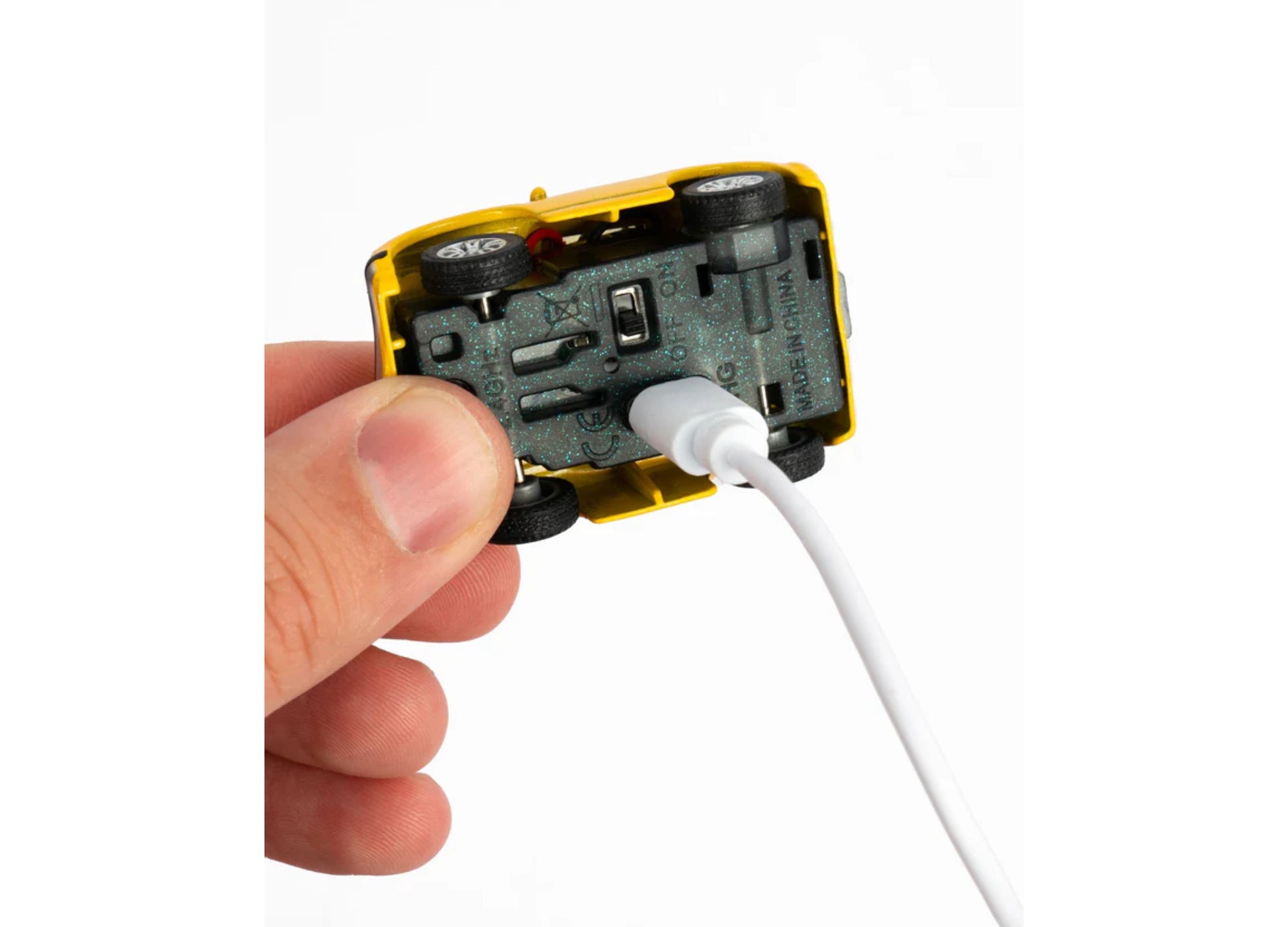 World Tech Toys Transformers Bumblebee yellow mini RC truck with white charging cable