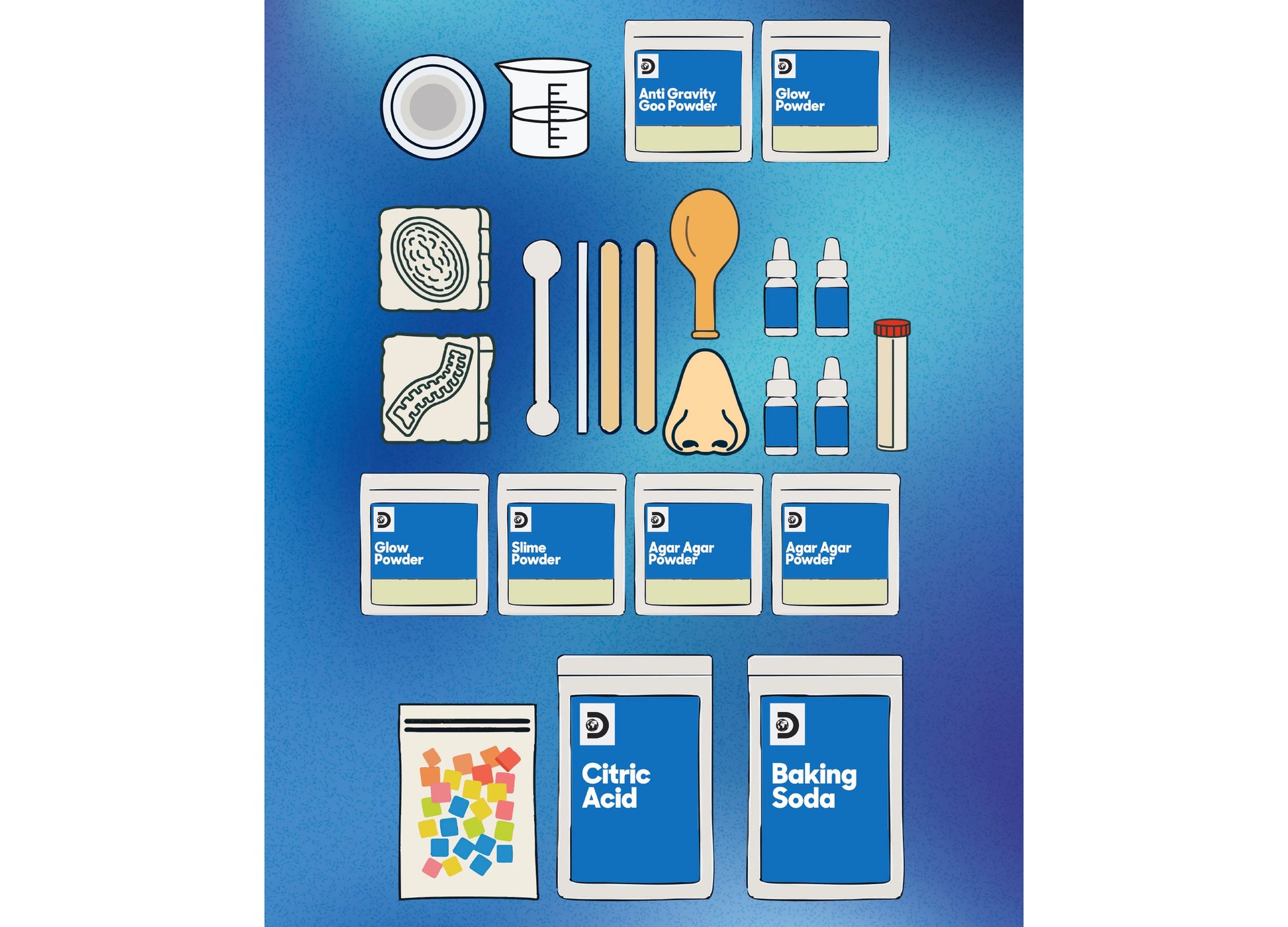 Discovery Kids Creepy Science Lab Kit with 28 experiments including powders, tools, and droppers