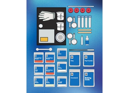 Discovery Kids Magic Experiments Lab Kit with measuring cups, powders, tools, and instruction cards