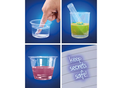 Discovery Kids Magic Experiments Lab Kit showing colorful chemical reactions in clear cups