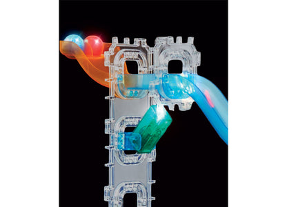 Discovery Kids MINDBLOWN Glow Roll Marble Run with glowing blue and red marbles