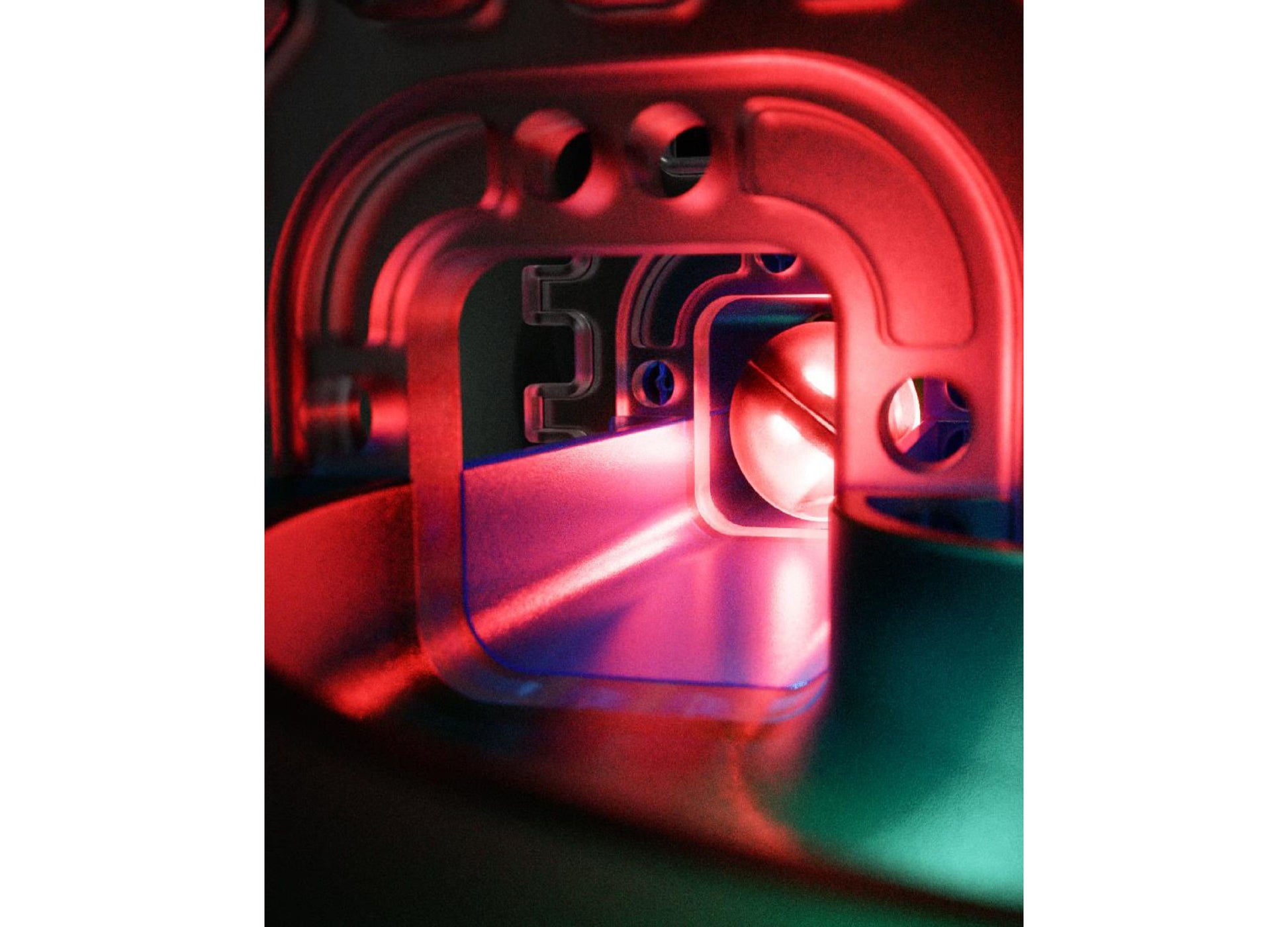 Discovery Kids MINDBLOWN Glow Roll Marble Run with glowing red and pink neon lights