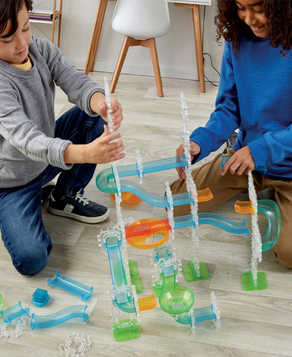 Discovery Kids MINDBLOWN Glow Roll Marble Run set with light-up towers and blue tracks