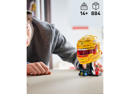 LEGO Scuderia Ferrari HP Lewis Hamilton Helmet Building Set with 884 pieces, featuring yellow and red helmet model di...
