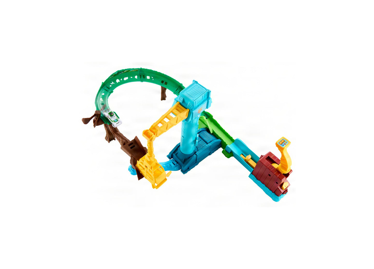 Hot Wheels Buzz Lightyear Star Command Adventure Track Set with blue, yellow, and green loop track and die-cast vehicle
