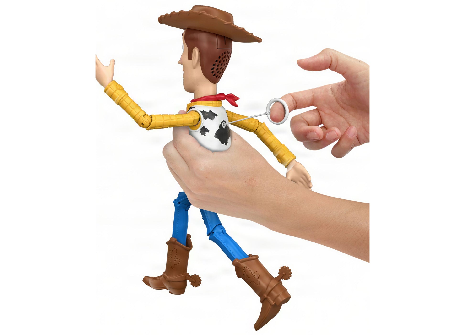 Disney Pixar Toy Story Woody 12-inch action figure with yellow arms and blue legs
