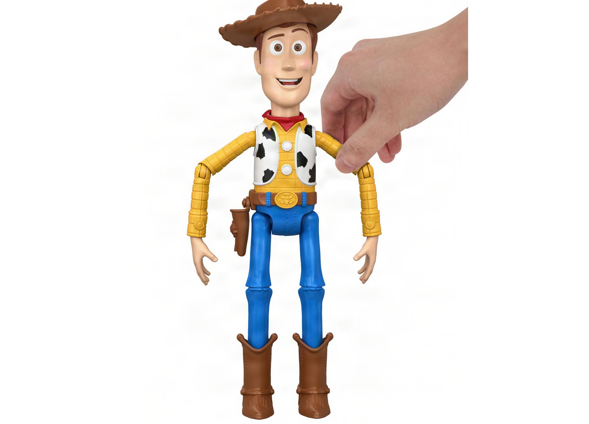 Disney Pixar Toy Story Woody 12-inch action figure with yellow shirt and blue pants