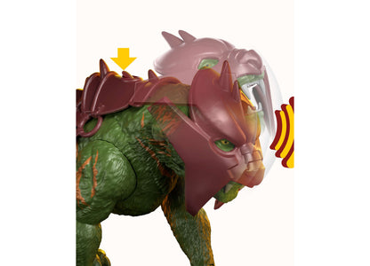 Masters of the Universe Battle Cat green and red figure with chomping jaw action