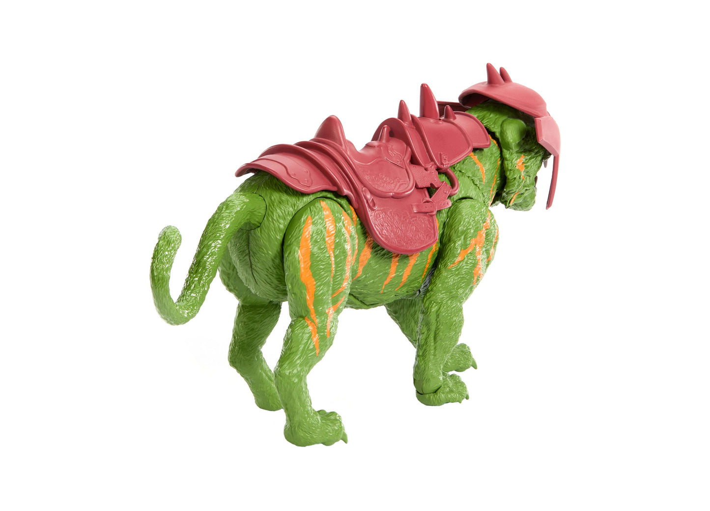 Masters of the Universe Battle Cat green creature figure with pink saddle and roar feature