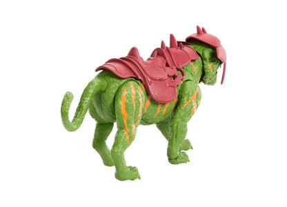 Masters of the Universe Battle Cat green creature figure with pink saddle and roar feature