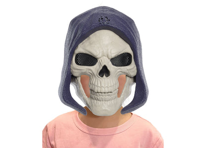 Skeletor mask with purple hood, skull face with mesh eyes, lights and sounds feature
